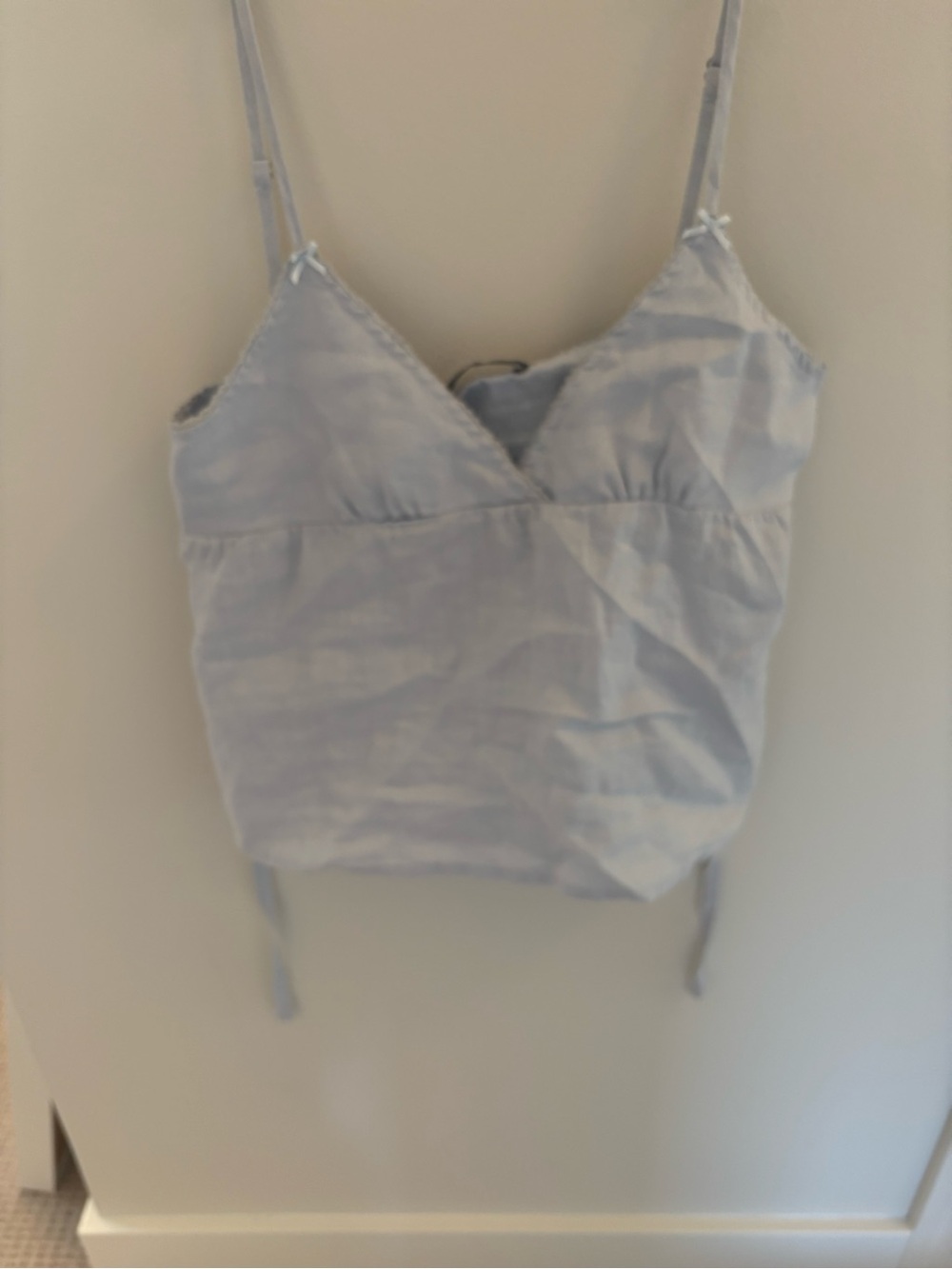 Brandy Melville Light Blue 100% Linen Cami Tank Top S/M OS